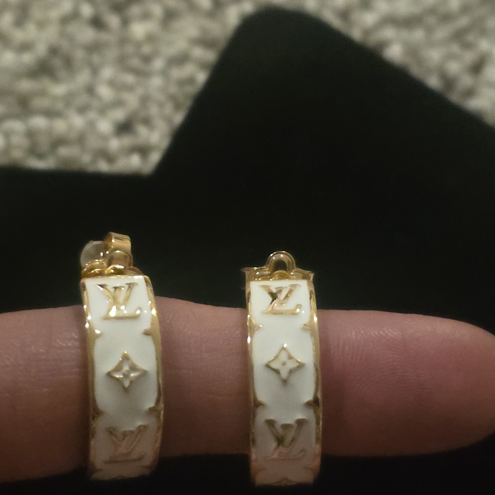 Gold and White Designer Earrings - Picture 7 of 13